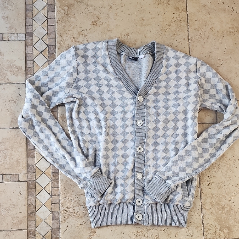 BDG Light Gray Diamond Cardigan